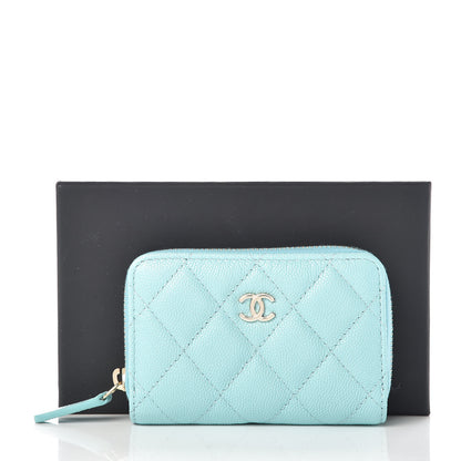 Chanel Caviar Quilted Zip Coin Purse Light Blue 8 of 8