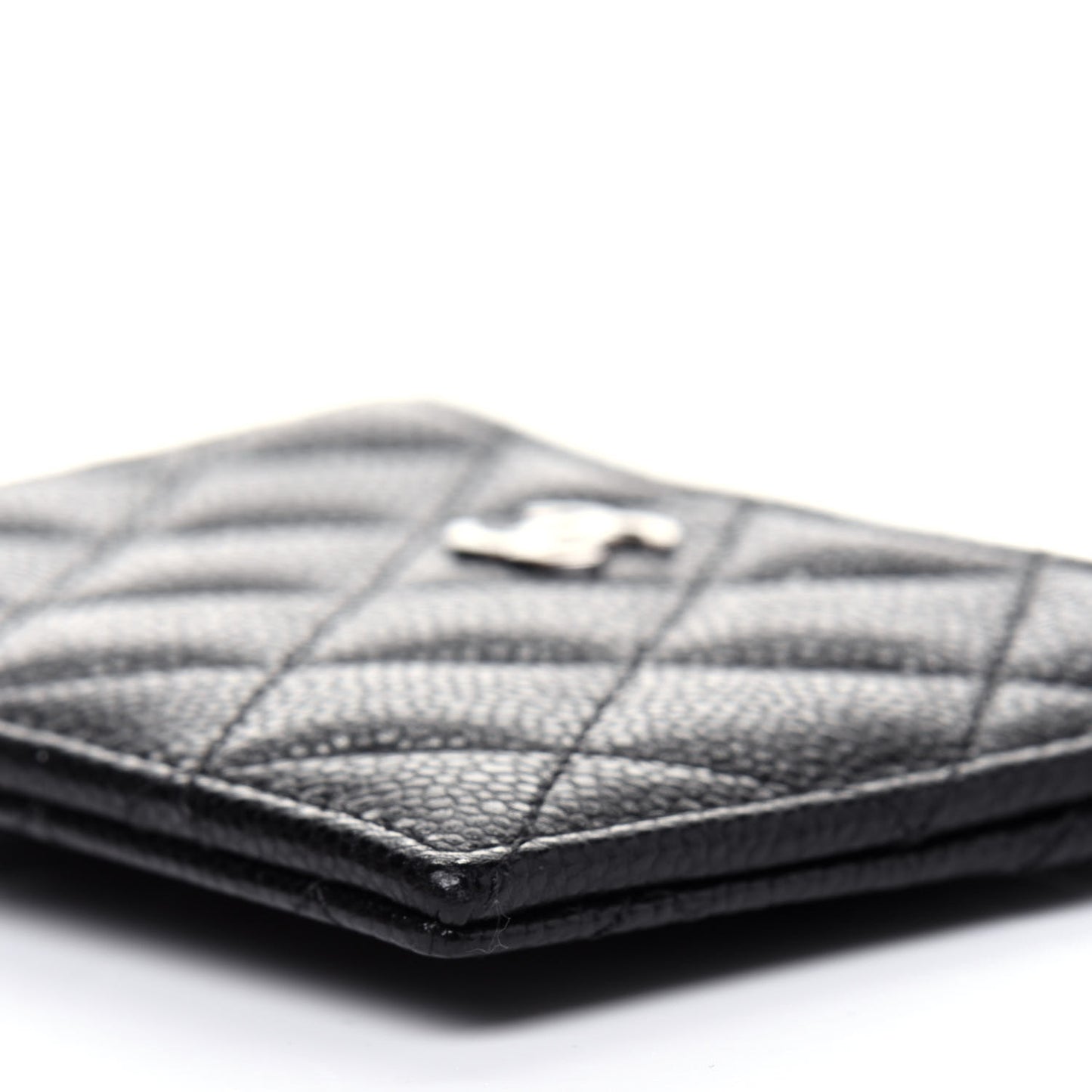 Caviar Quilted CC Zip Card Holder Black