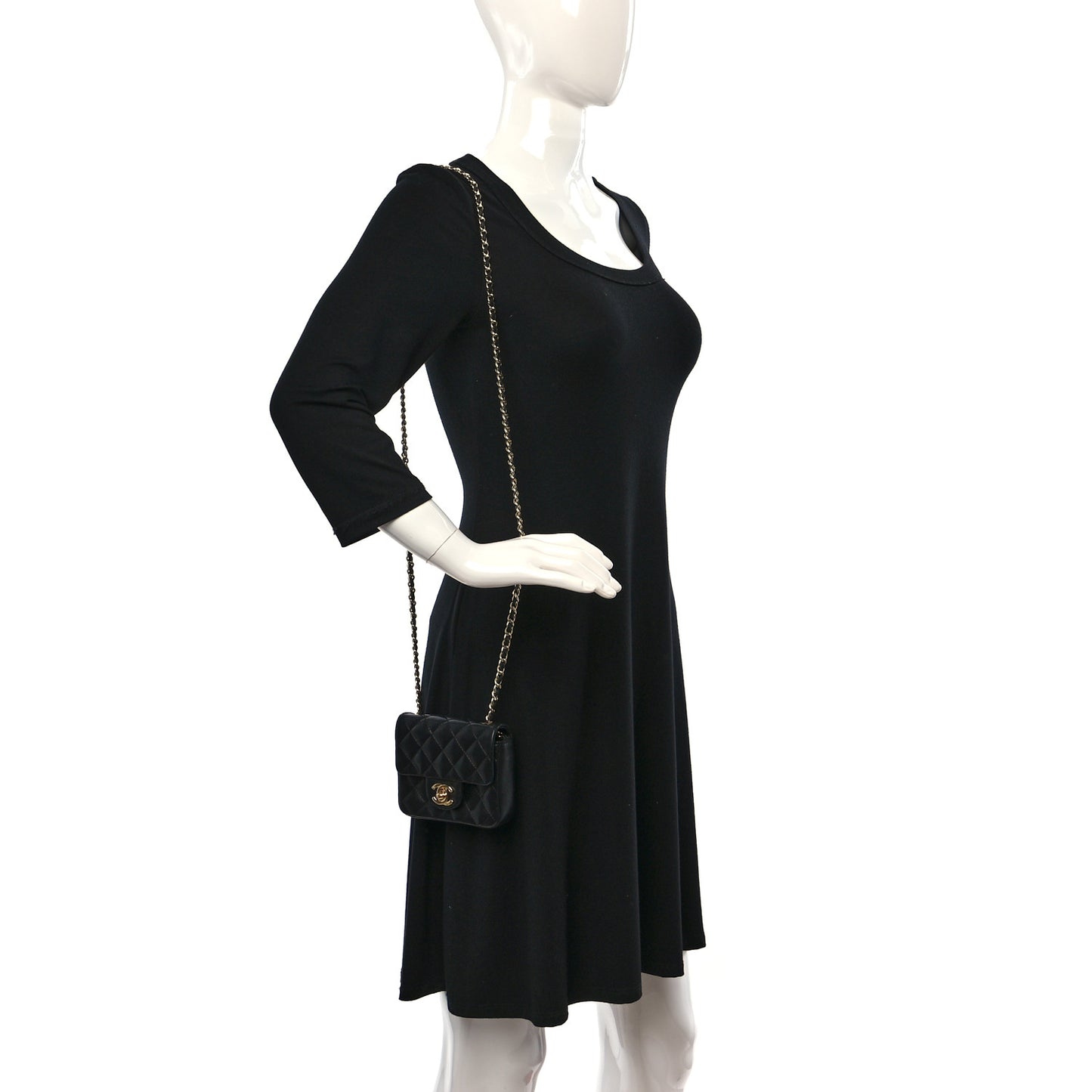 Lambskin Quilted Extra Mini Square Flap Black