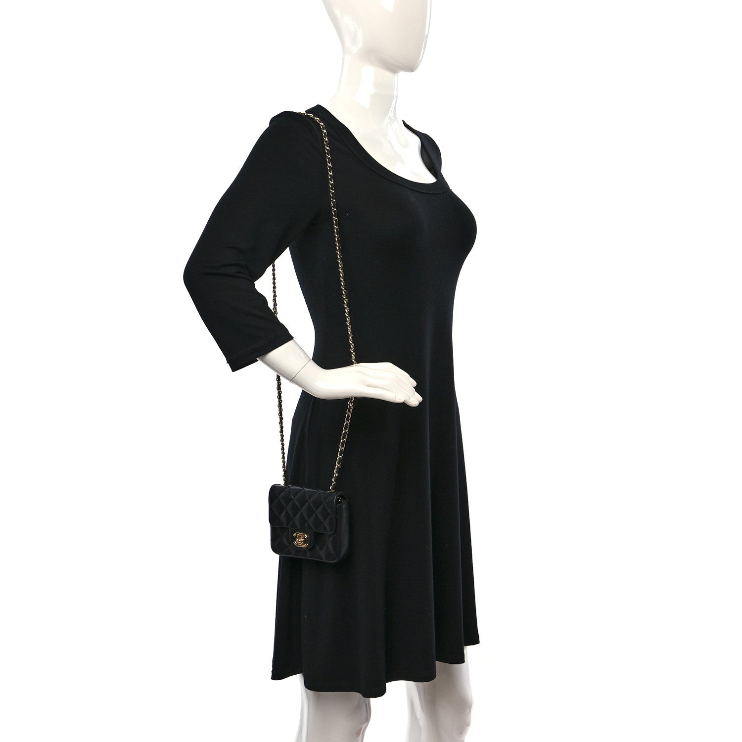 Chanel Lambskin Quilted Extra Mini Square Flap Black 2 of 10