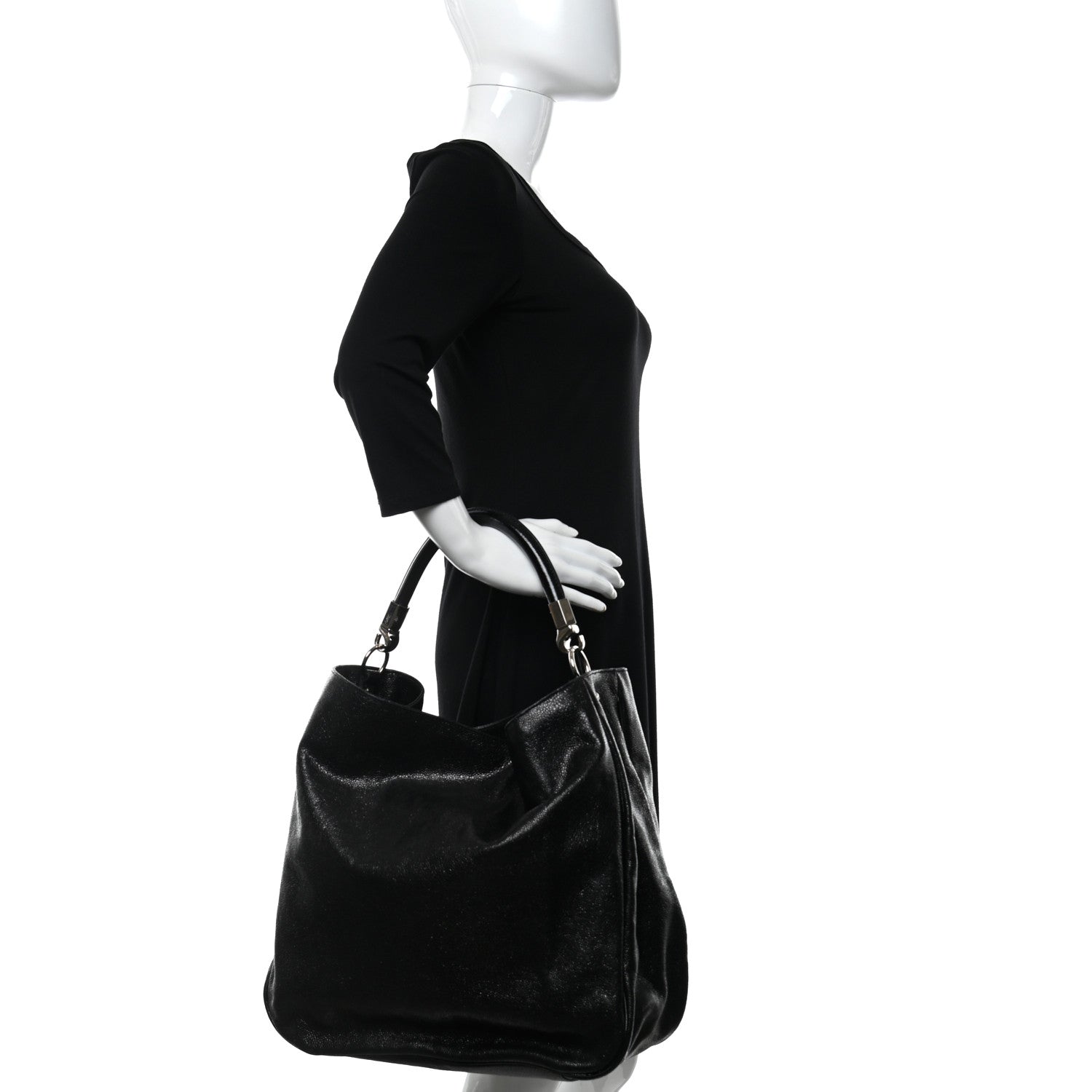 Saint Laurent Stingray Embossed Large Roady Hobo Black 2 of 10