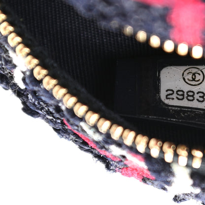 Chanel Tweed Quilted Round Filigree Clutch With Chain Navy Blue 7 of 9