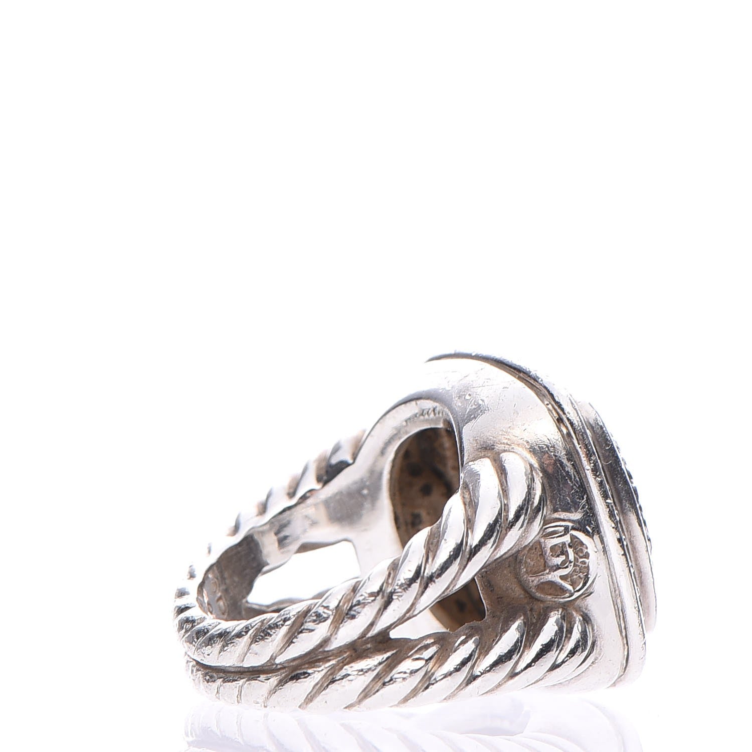 David Yurman Sterling Silver Diamond 14mm Albion Pave Ring 49 4.75 4 of 7