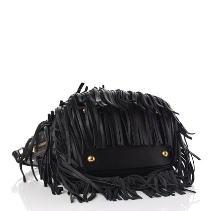 Saint Laurent Calfskin Small Emmanuelle Fringe Bucket Bag Black 4 of 10