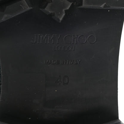 Jimmy Choo Grained Calfskin Crystal Embellished Cruz Combat Boots 40 Dark Green 6 of 11