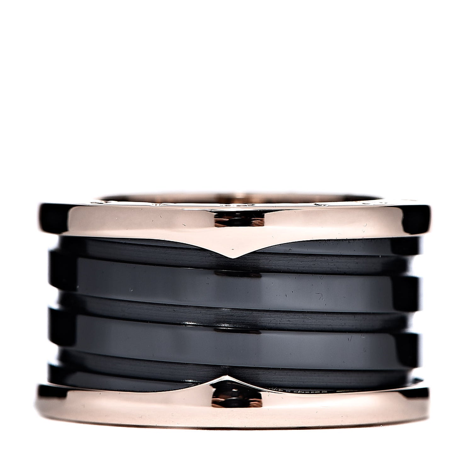 18K Rose Gold Black Ceramic B.Zero1 Four-Band Ring 53 6.5