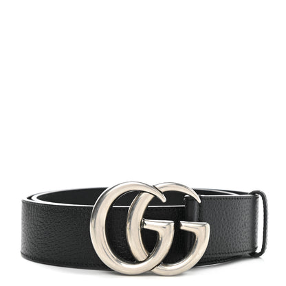 Gucci Textured Dollar Calfskin Nickel Double G 40mm Belt 90 36 Black 1 of 6