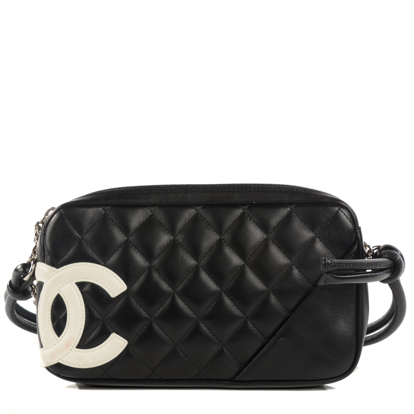 Calfskin Quilted Cambon Pochette Black White