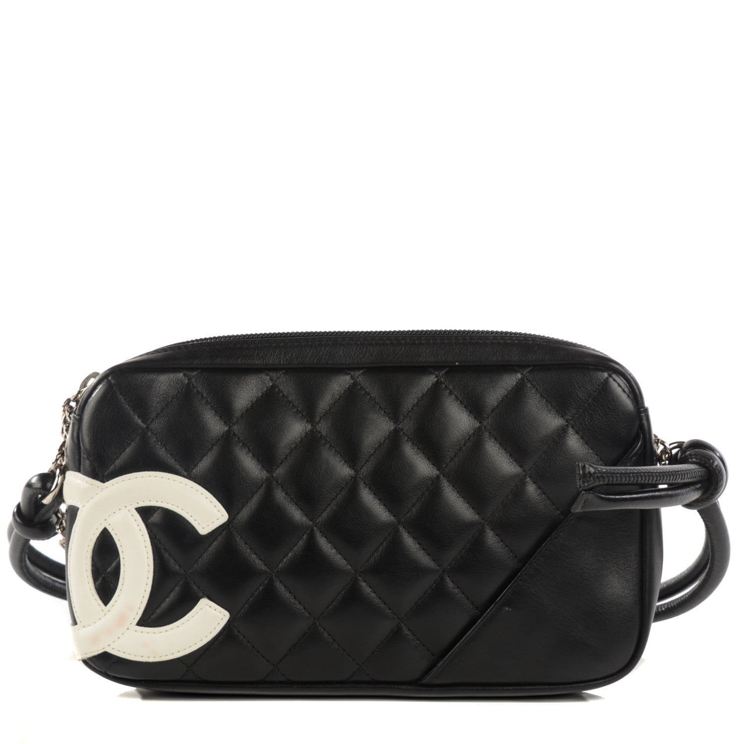 Chanel Calfskin Quilted Cambon Pochette Black White 1 of 9