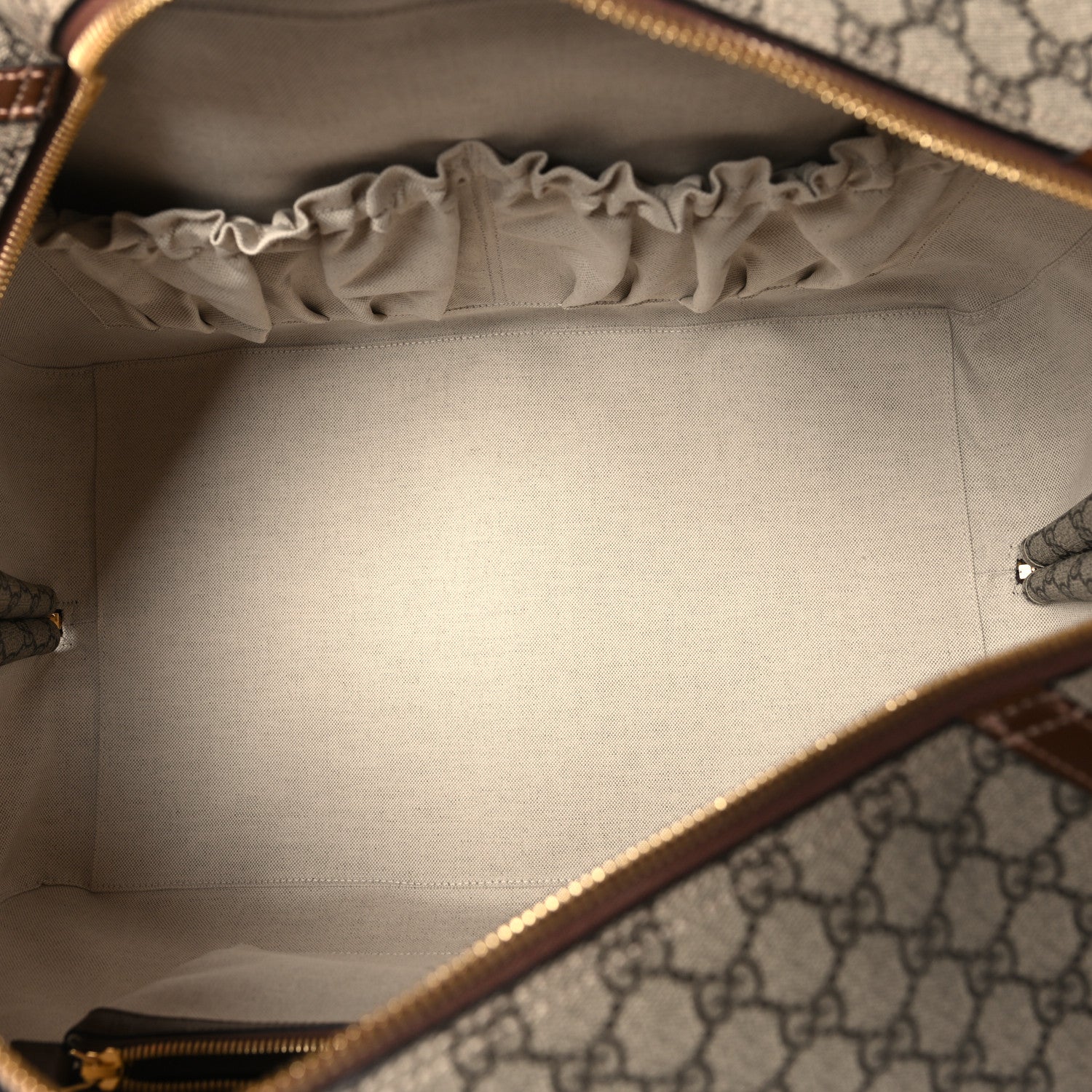 Gucci GG Supreme Monogram Azalea Calfskin Retro Interlocking G Duffle Bag Beige Ebony Brown Sugar 4 of 12