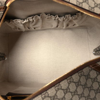 Gucci GG Supreme Monogram Azalea Calfskin Retro Interlocking G Duffle Bag Beige Ebony Brown Sugar 4 of 12
