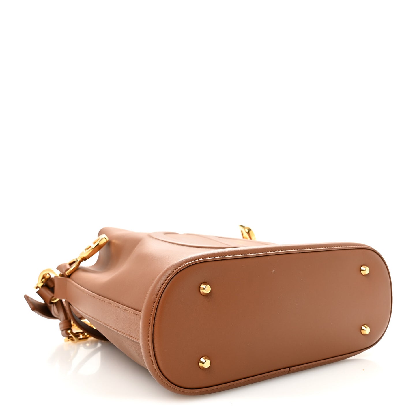Calfskin CD Embossed Medium C'est Chain Bucket Bag Golden Saddle