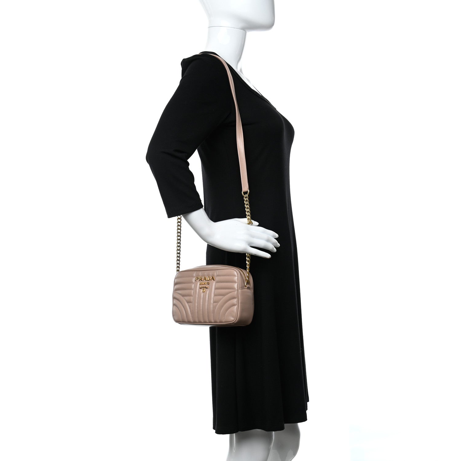 Prada Soft Calfskin Diagramme Camera Bag Cipria 2 of 9