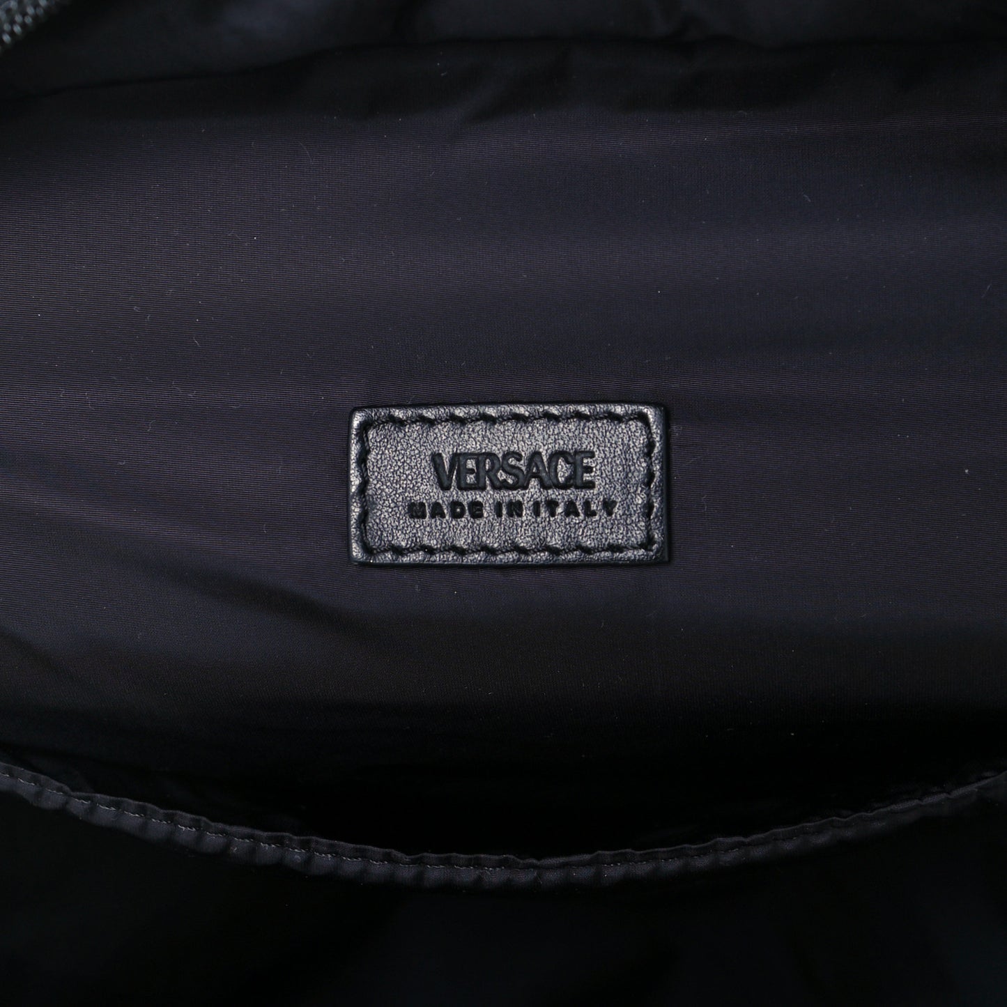 Nylon La Greca Logo Backpack Black