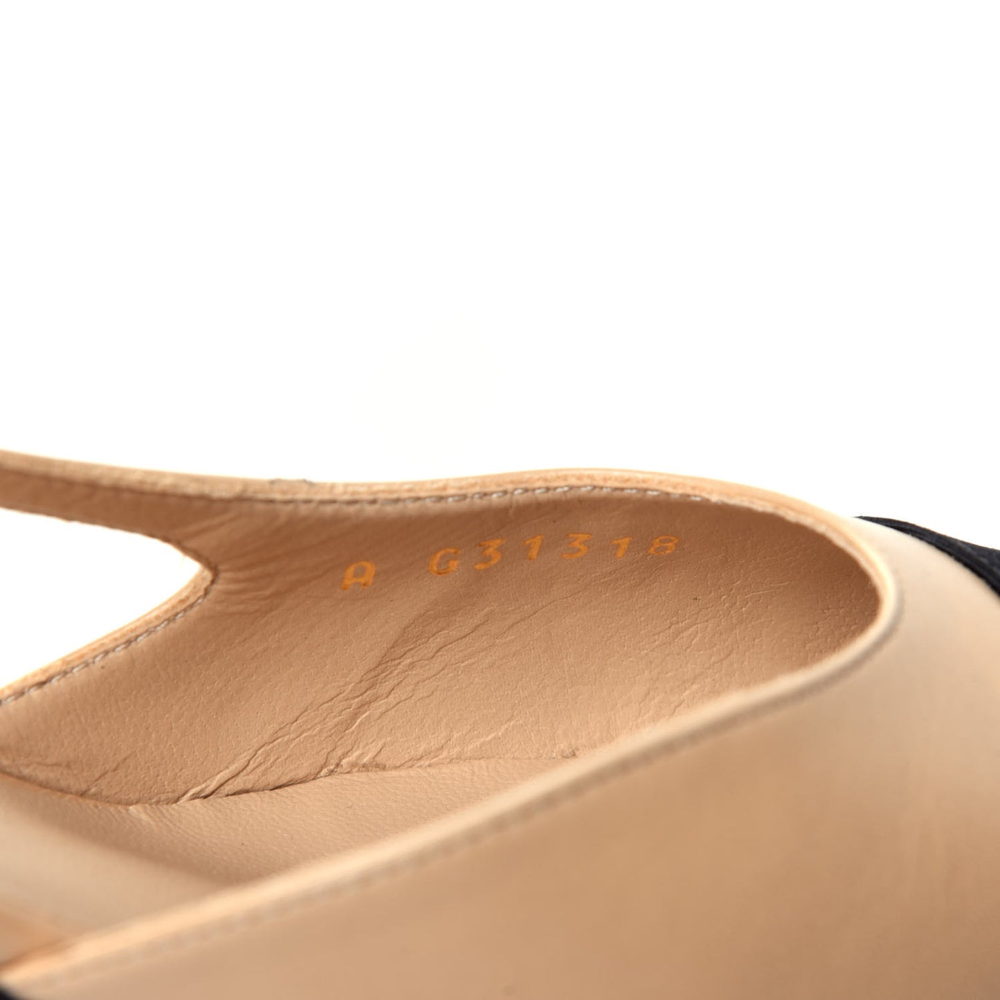 Goatskin Grosgrain Cap Toe CC Slingback Pumps 35.5 Beige Black