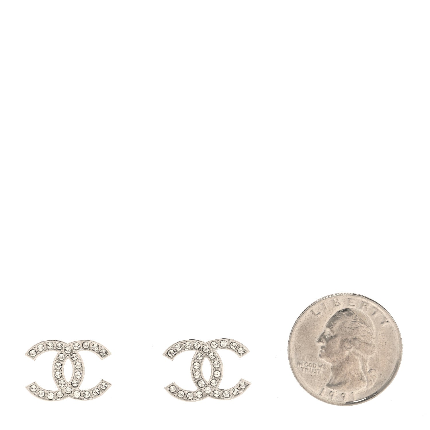 Chanel Crystal CC Earrings Silver 2 of 4