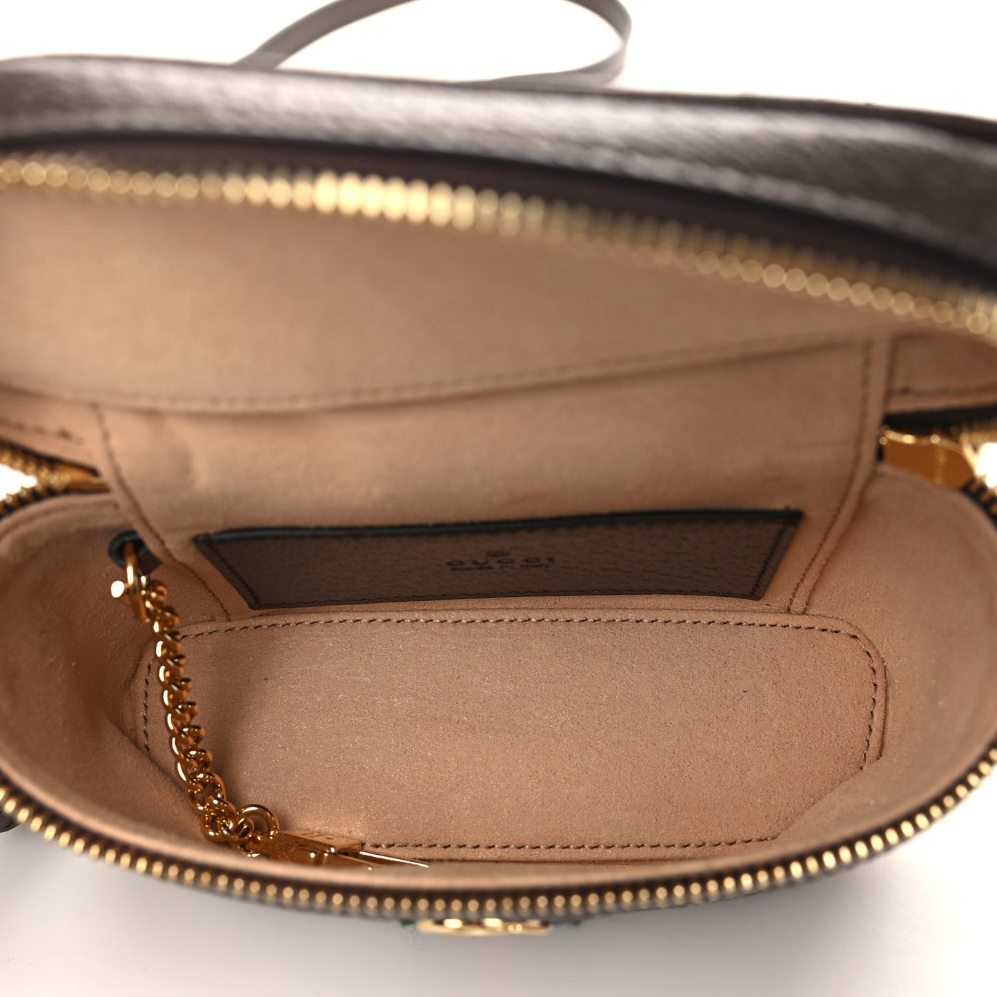 GG Supreme Monogram Textured Calfskin Web Mini Ophidia Top Handle Bag Beige Ebony New Acero