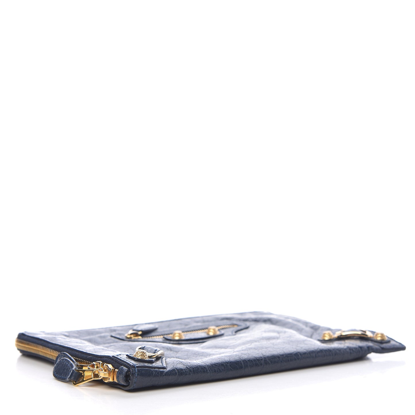 Agneau Giant 12 Gold Hardware Pouch Clutch Bleu Obscur
