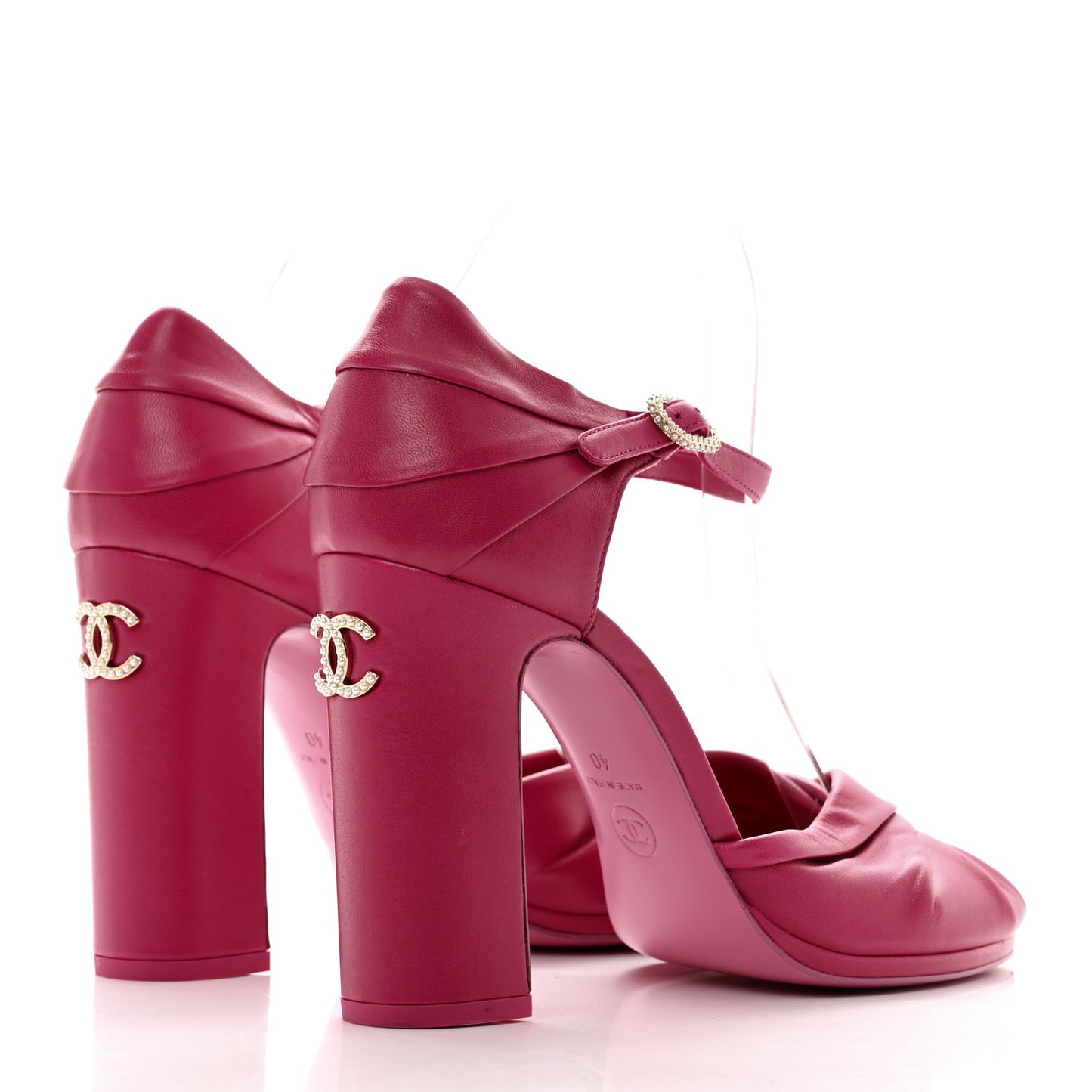 Lambskin Pearl CC Sandals 40 Pink