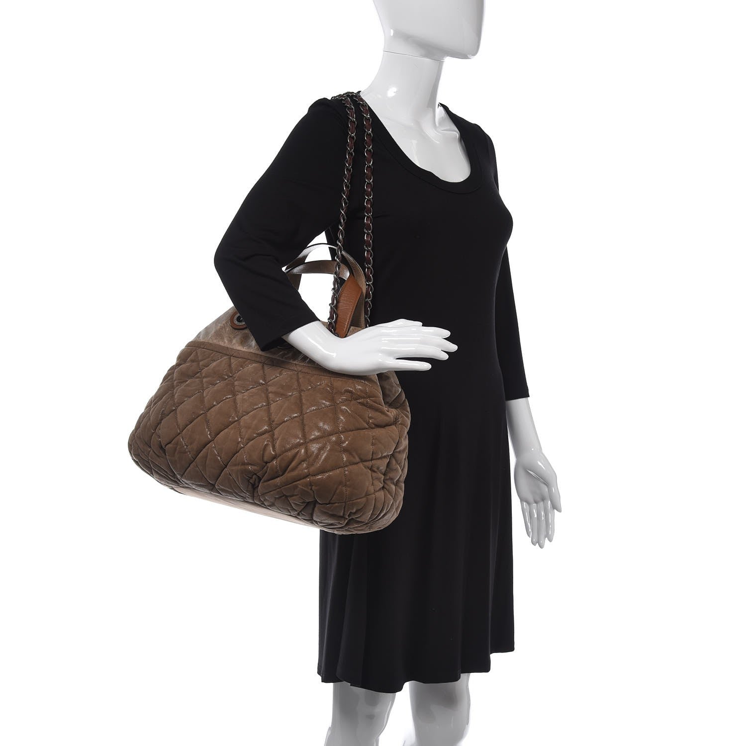 Chanel Iridescent Calfskin Quilted Large In The Mix Tote Khaki 2 of 17