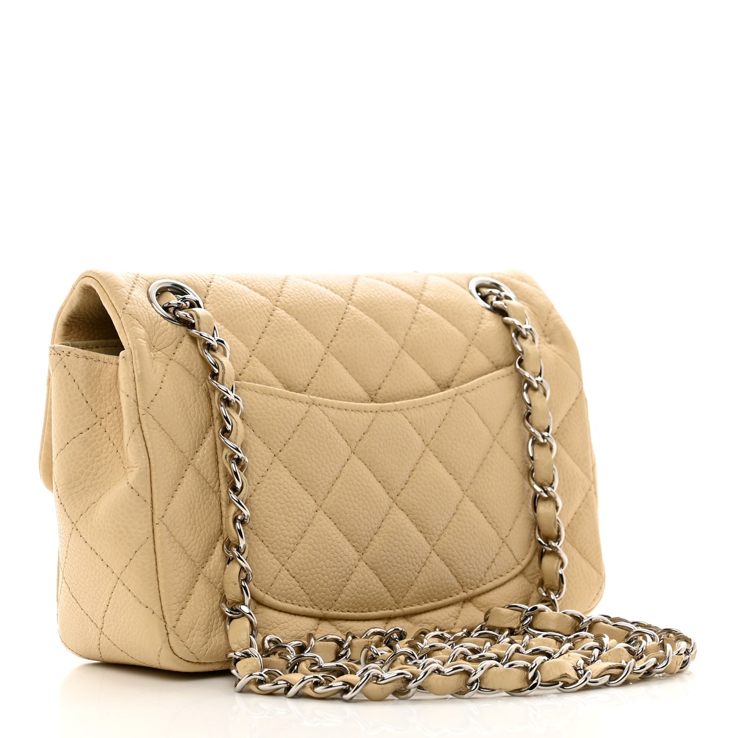 Caviar Quilted Mini Rectangular Flap Light Beige