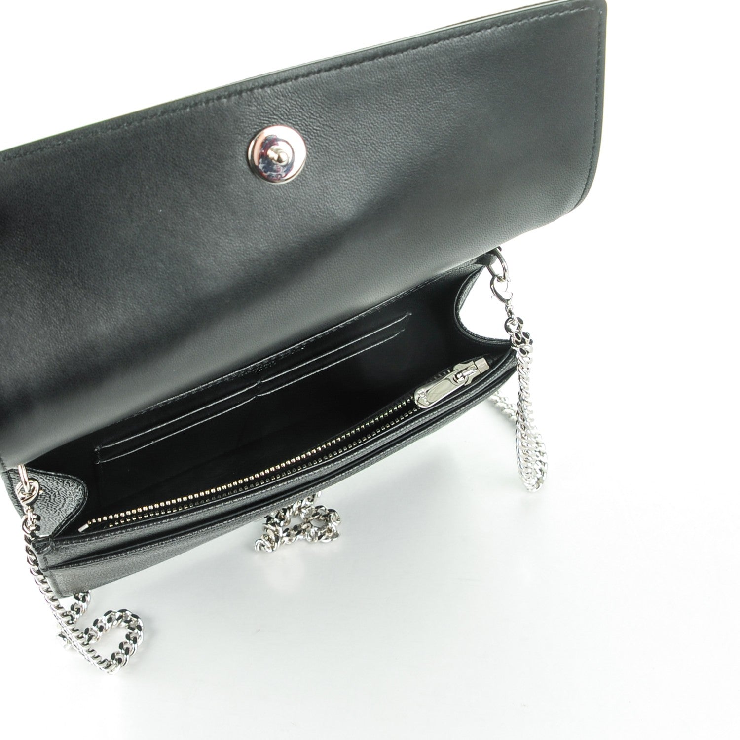 Christian Dior Grained Calfskin Diorama Wallet on Chain Pouch Black 5 of 8