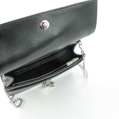 Christian Dior Grained Calfskin Diorama Wallet on Chain Pouch Black 5 of 8