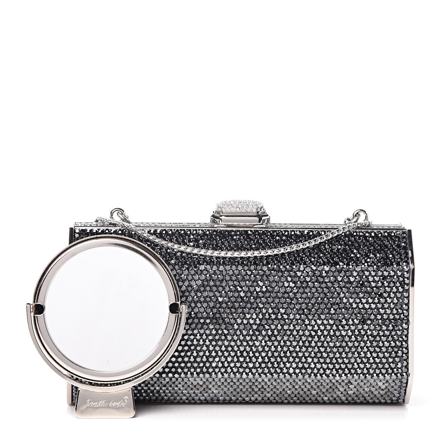 Judith Leiber Swarovski Crystal Minaudiere Clutch Silver 1 of 10