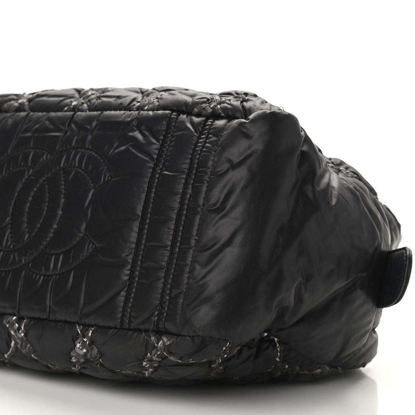 Nylon Quilted Tweed Stitch Bubble Camera Case Black