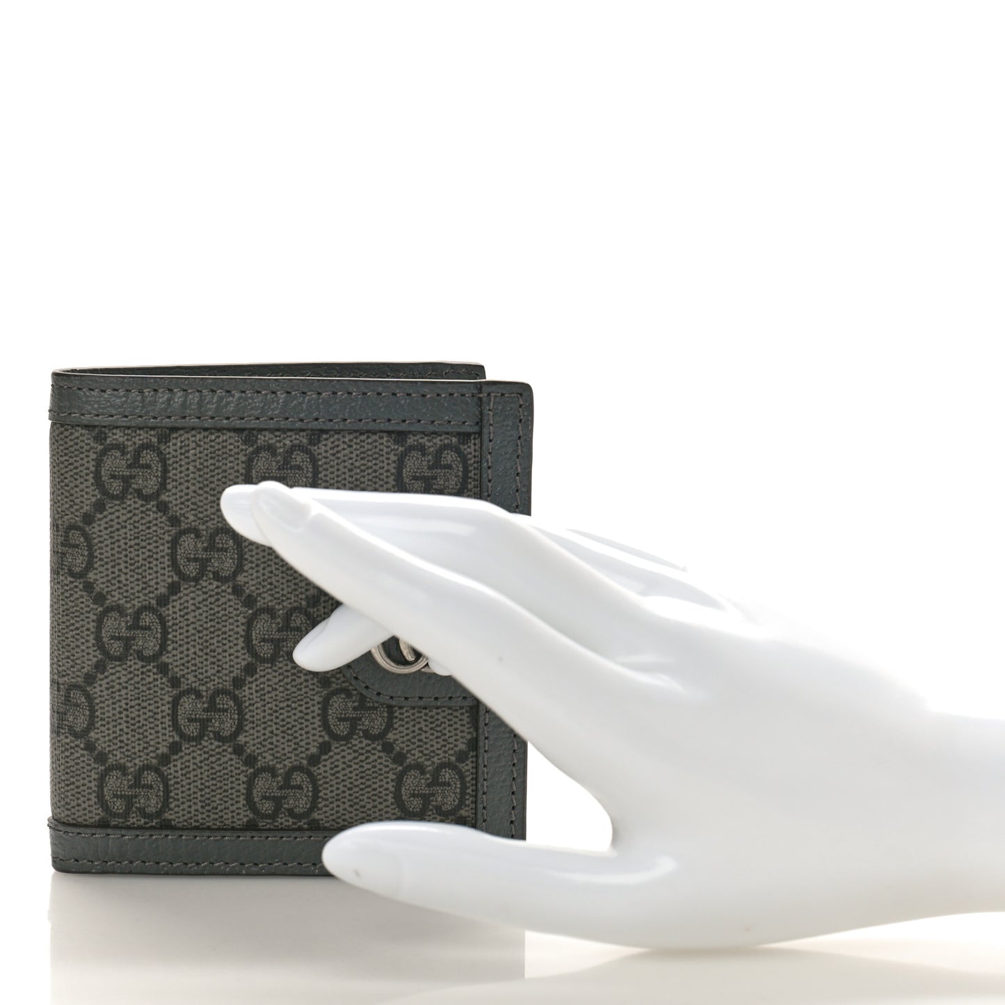 GG Supreme Monogram Calfskin Ophidia Bi-Fold Wallet Grey