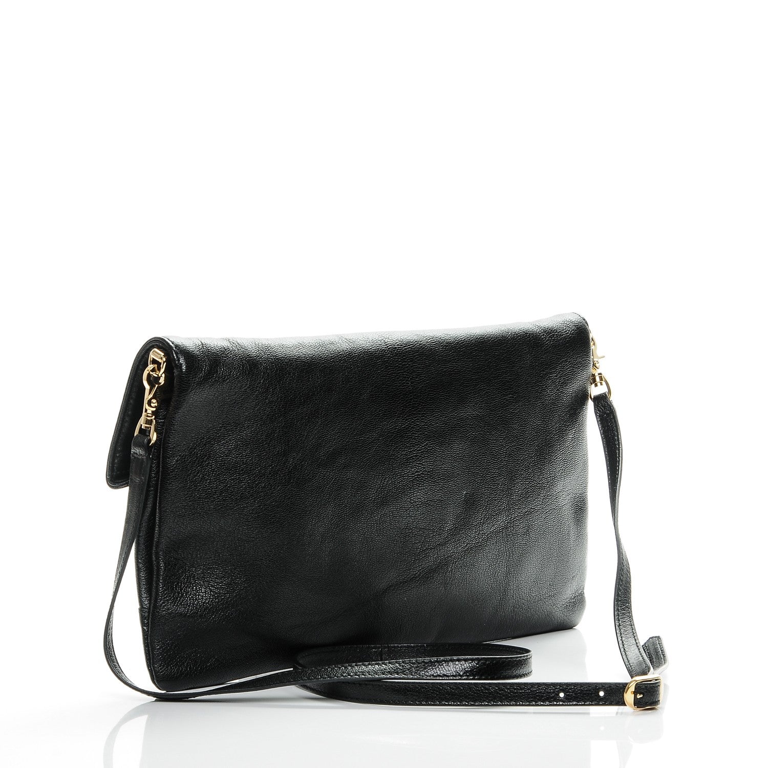 Balenciaga Chevre Gold Metallic Edge Hardware Envelope Clutch Black 3 of 7