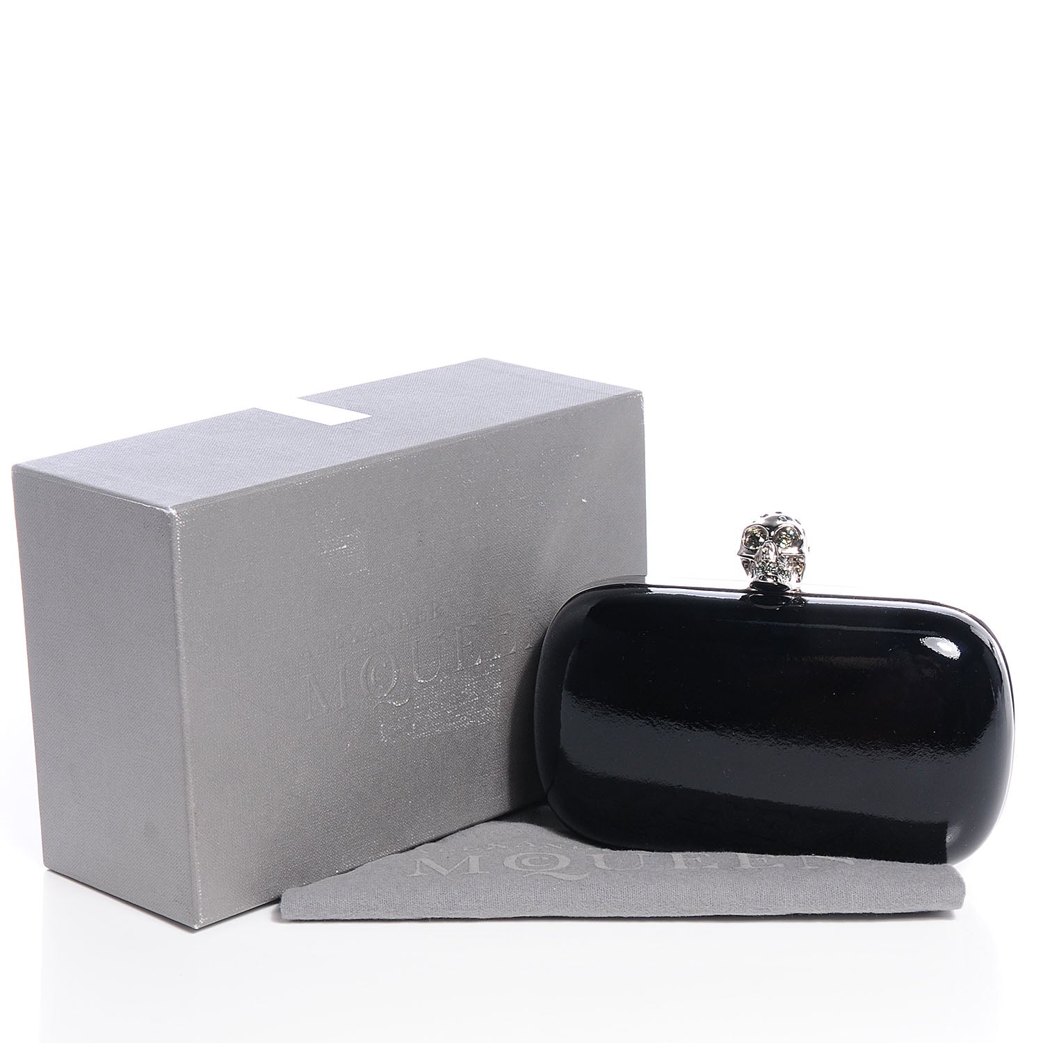 Alexander McQueen Patent Skull Box Clutch Black 5 of 9
