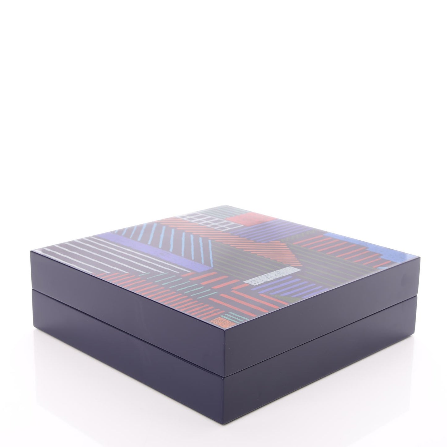 Lacquered Wood Large A Walk in The City Box Evening Bleu Nuit