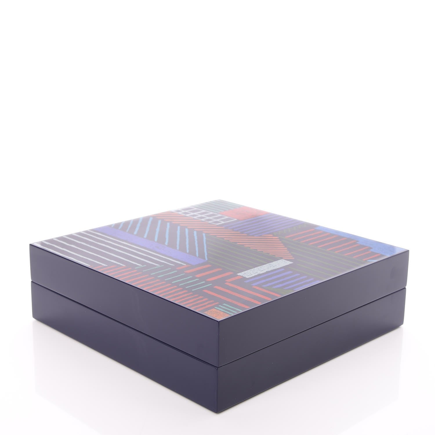 Hermes Lacquered Wood Large A Walk in The City Box Evening Bleu Nuit 4 of 9