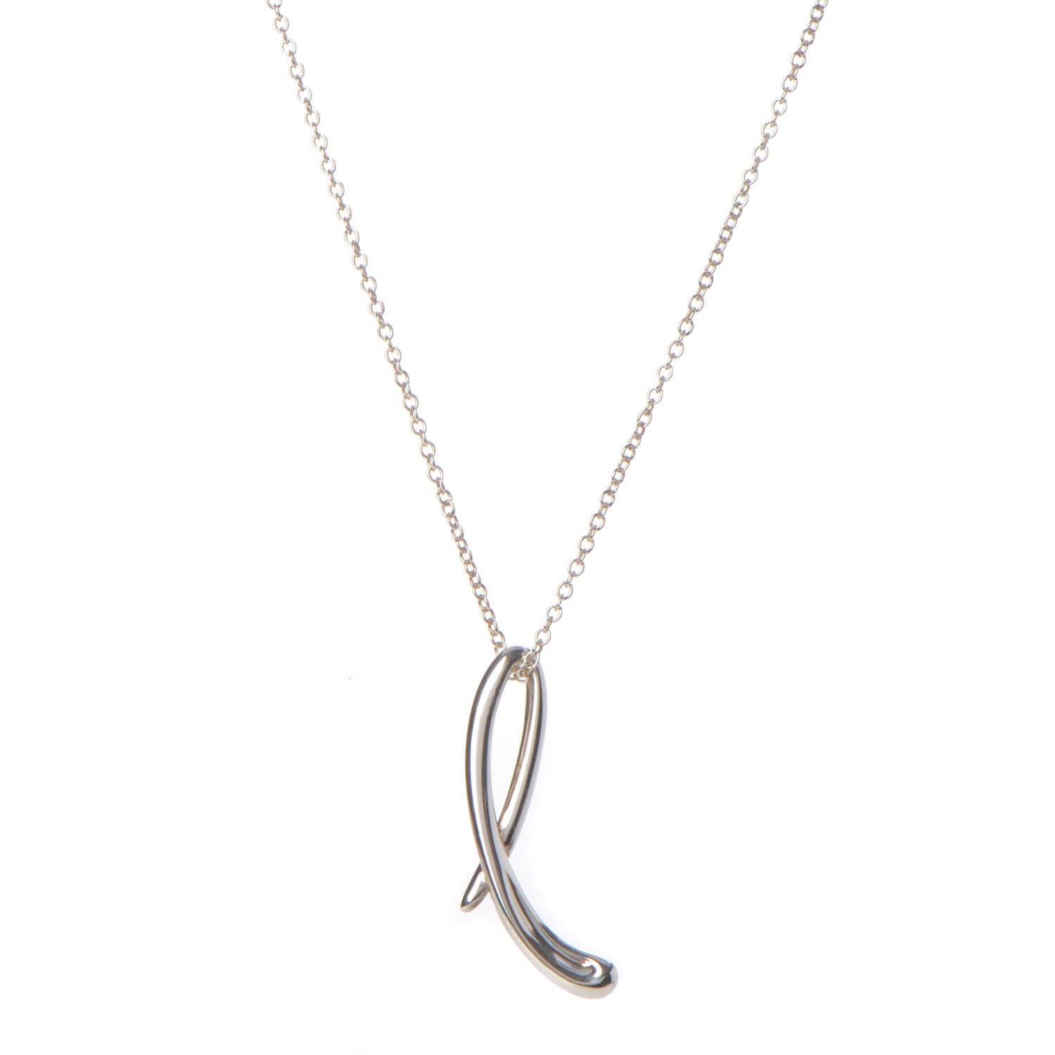 Tiffany Sterling Silver Elsa Peretti Letter L Pendant Necklace 1 of 9