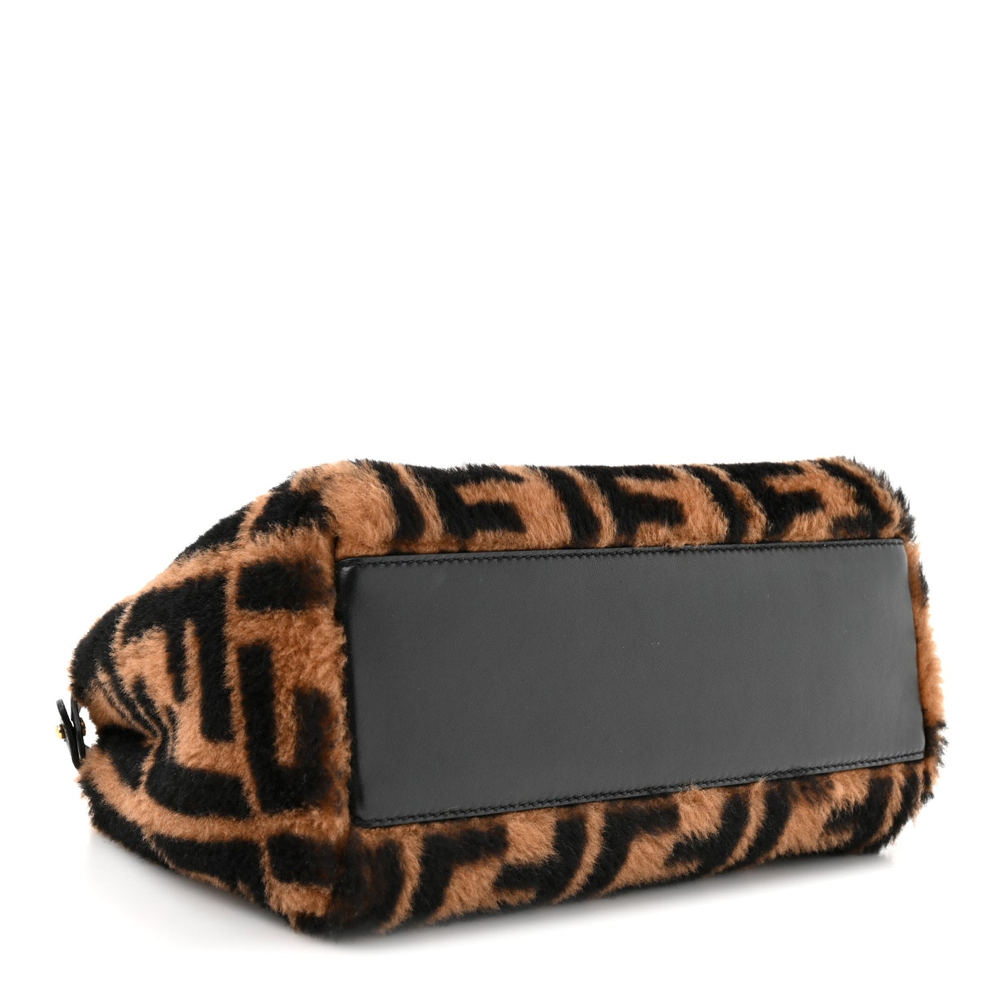 Shearling Nappa Macro FF 1974 Mini Peekaboo Iconic Satchel Tobacco Black