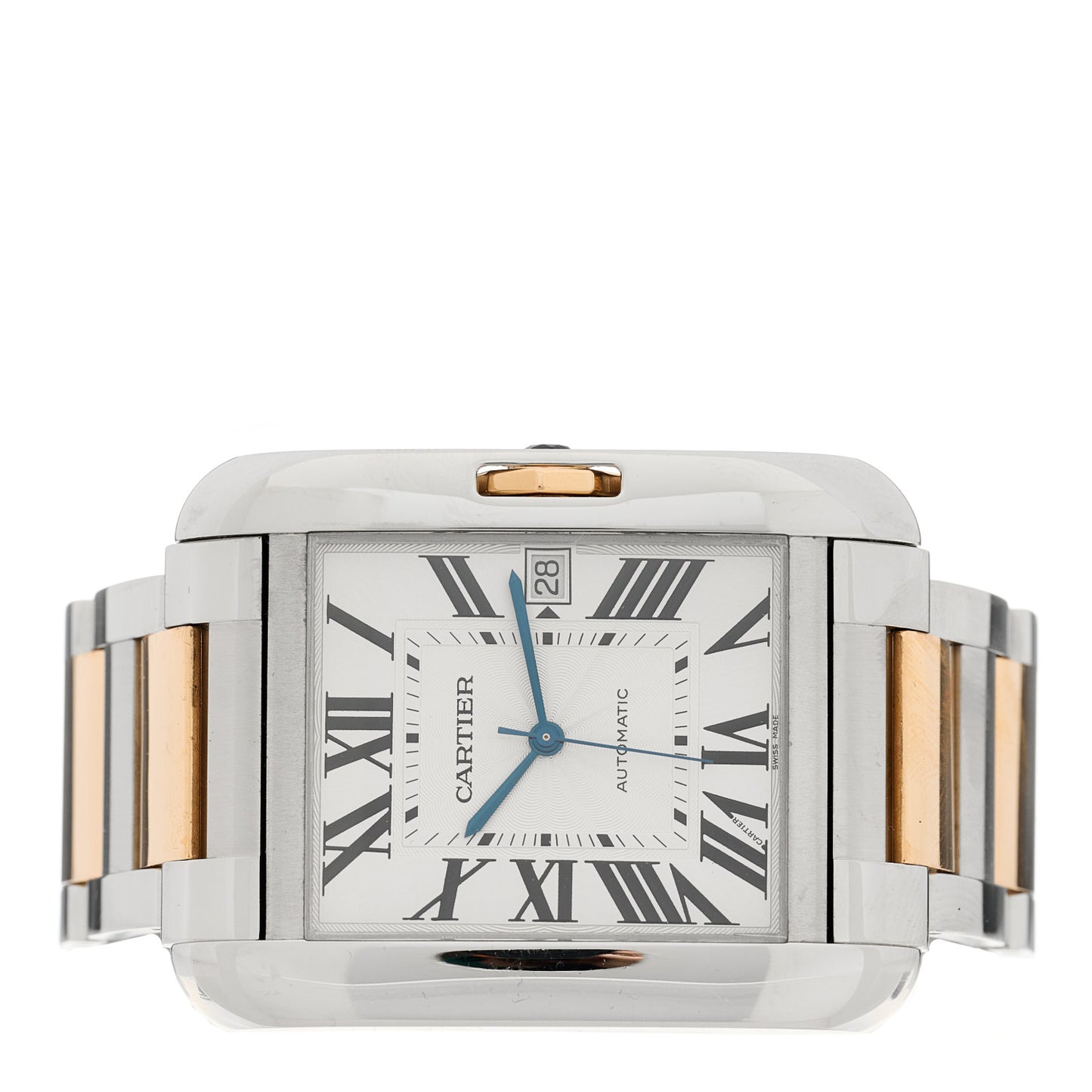 Stainless Steel 18K Pink Gold 36mm Tank Anglaise Automatic Watch