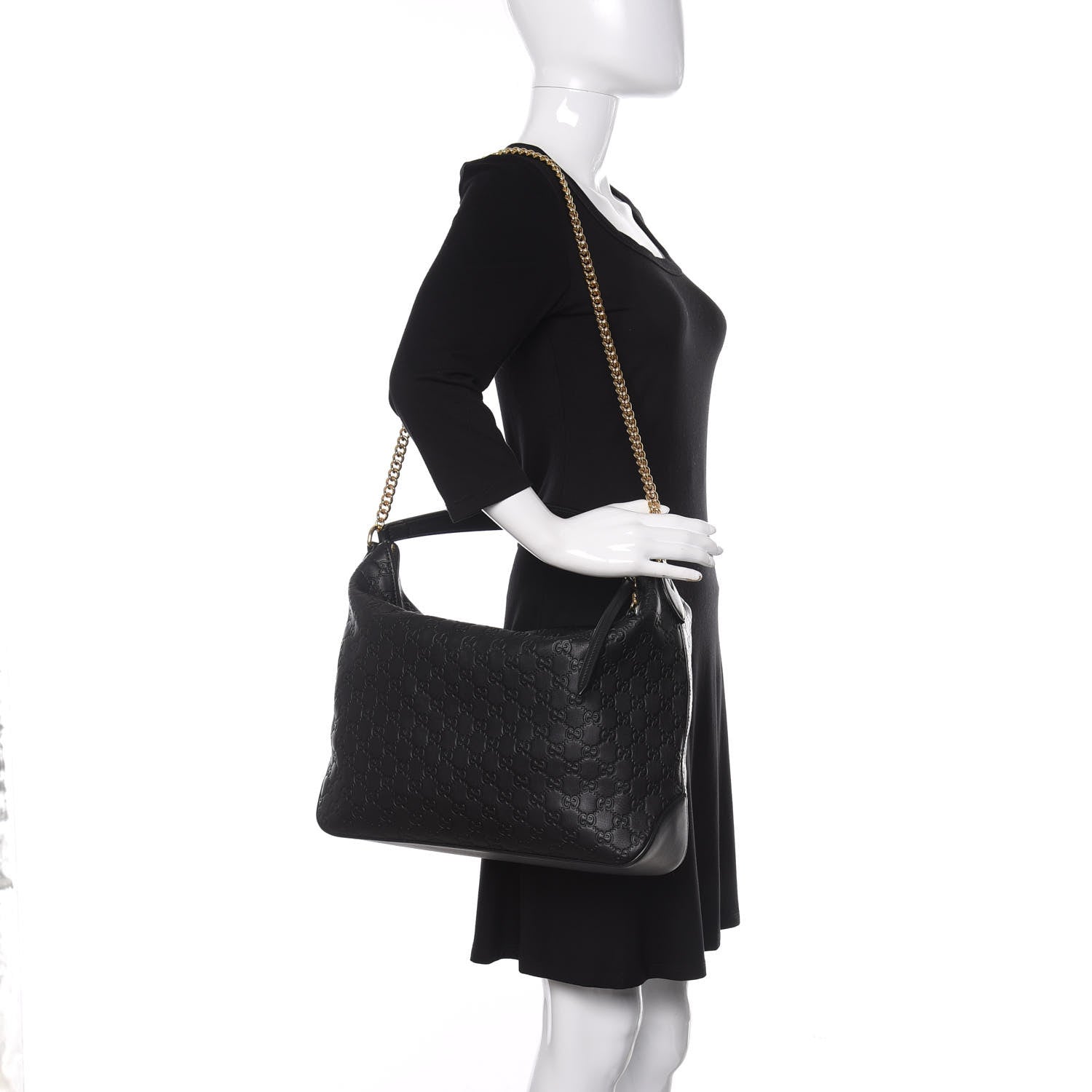Gucci Guccissima Signature Large Linea A Hobo Black 2 of 9