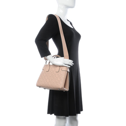Burberry Calfskin Perforated Small Banner Tote Pale Fawn Pink 2 of 13