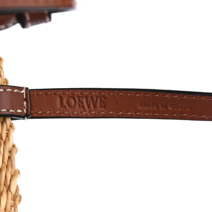 Loewe Raffia Calfskin Shell Basket Tote Natural Pecan 6 of 9