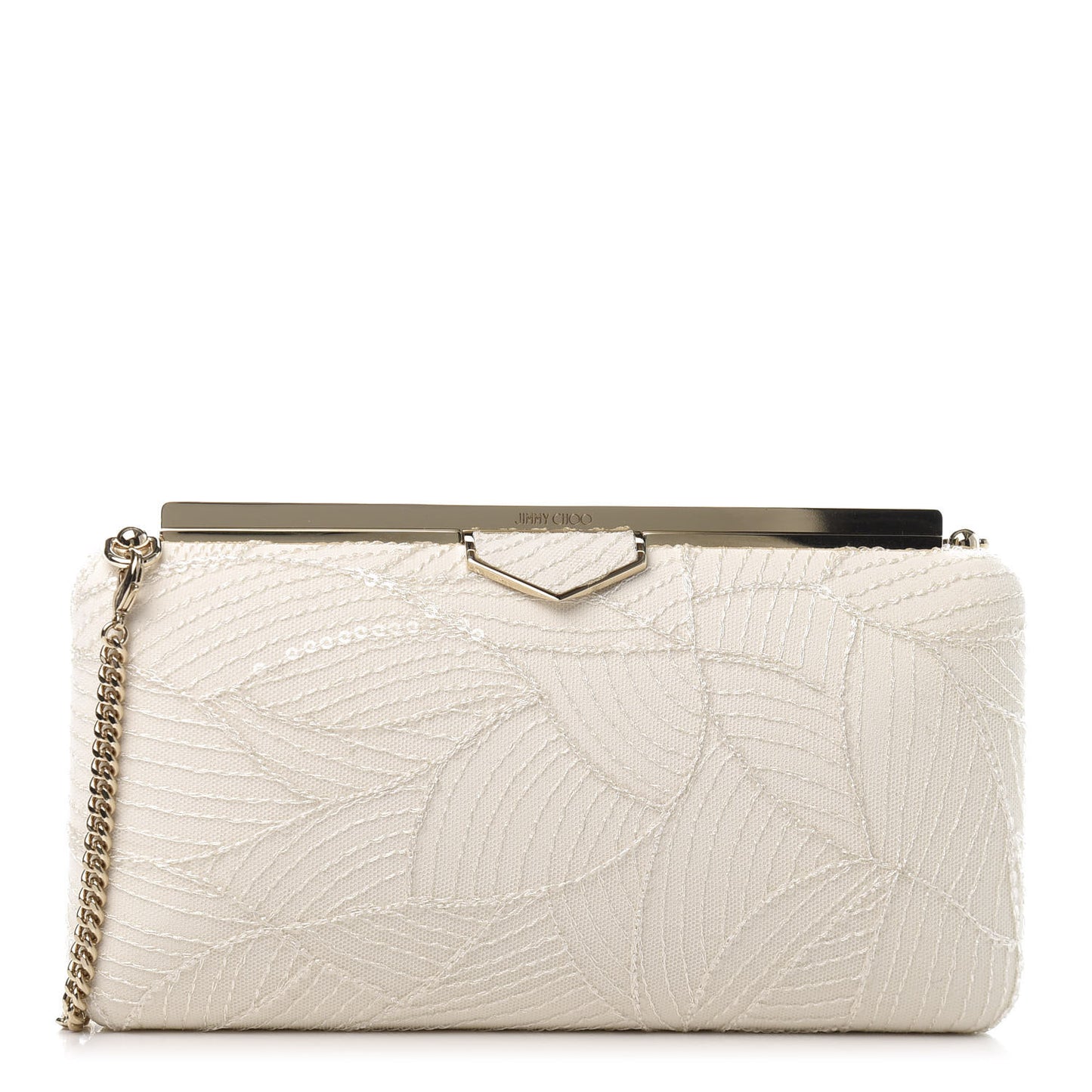 Suede Sequin Embroidered Ellipse Clutch Ivory