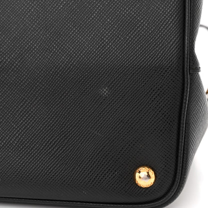 Prada Saffiano Cuir Large Double Bag Black Mughetto 12 of 13