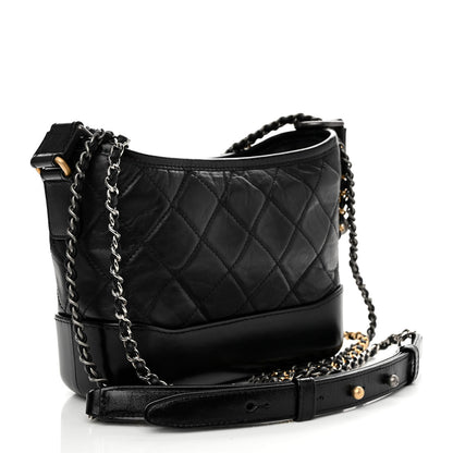 Chanel Aged Calfskin Quilted Small Gabrielle Hobo Black 3 of 10
