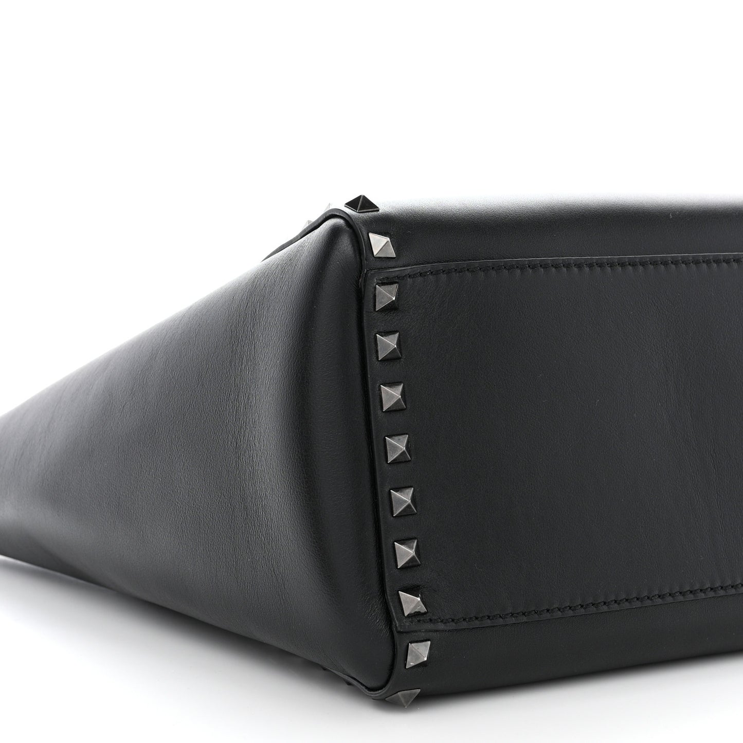 Vitello Rockstud Double Handle Tote Black
