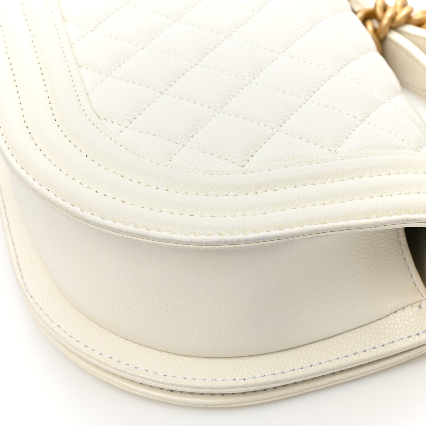 Caviar Quilted Small Boy Messenger Bag White