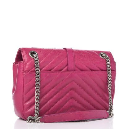 Saint Laurent Sheepskin Matelasse Chevron Medium Monogram Chain Bag Electric Pink 3 of 12