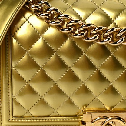 Chanel Metallic Patent Calfskin Quilted Medium Boy Flap Gold 8 of 11