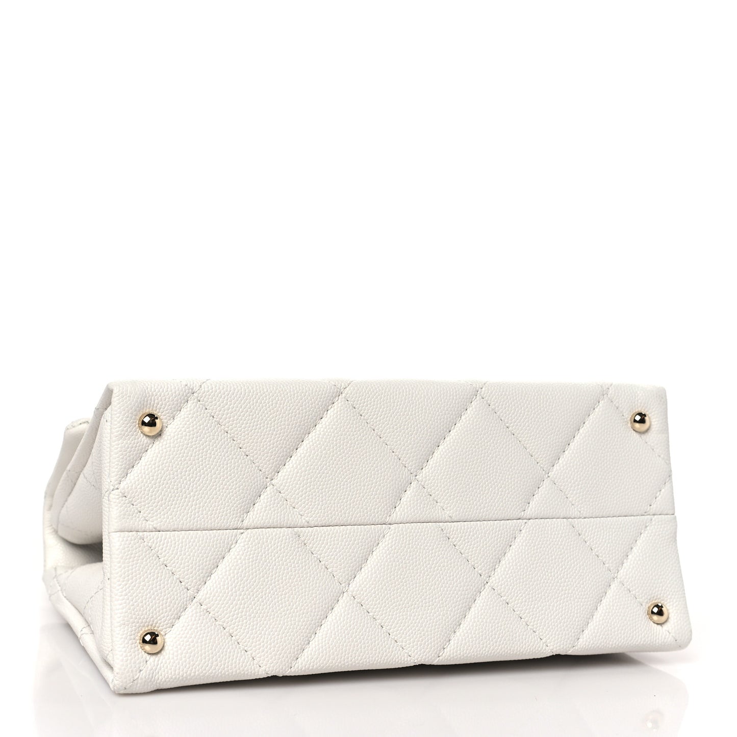 Caviar Quilted Mini Retro Twist Top Handle Flap White