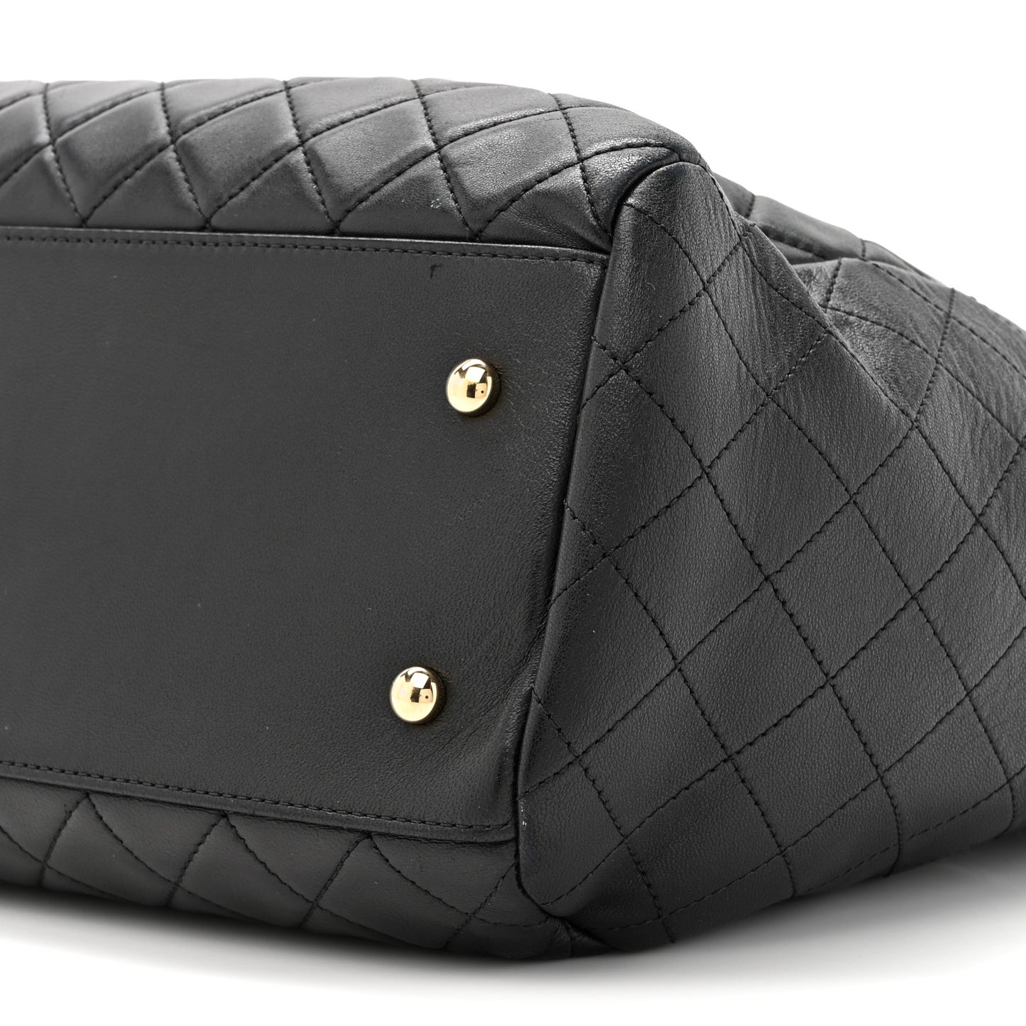 Lambskin Quilted Large Drawstring Bag Black