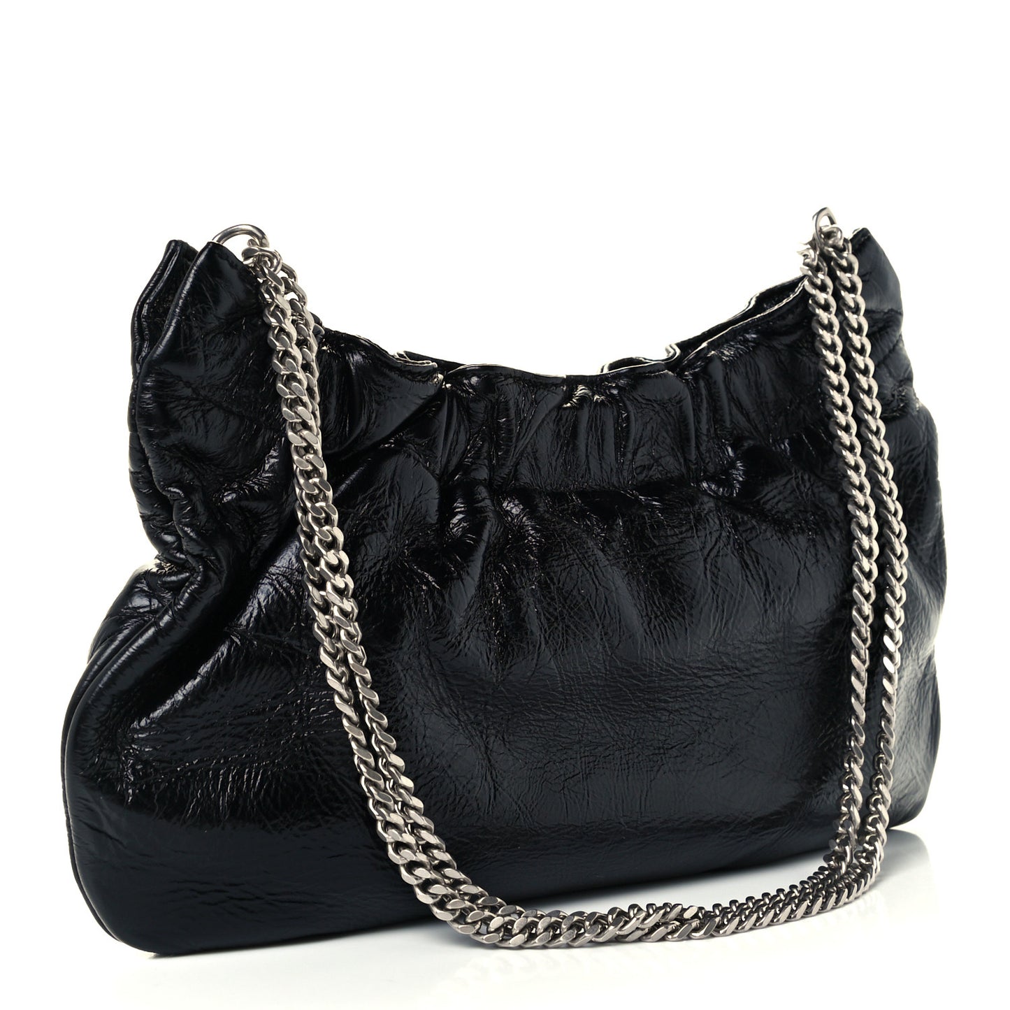 Calfskin Pac Ruched Hobo Black